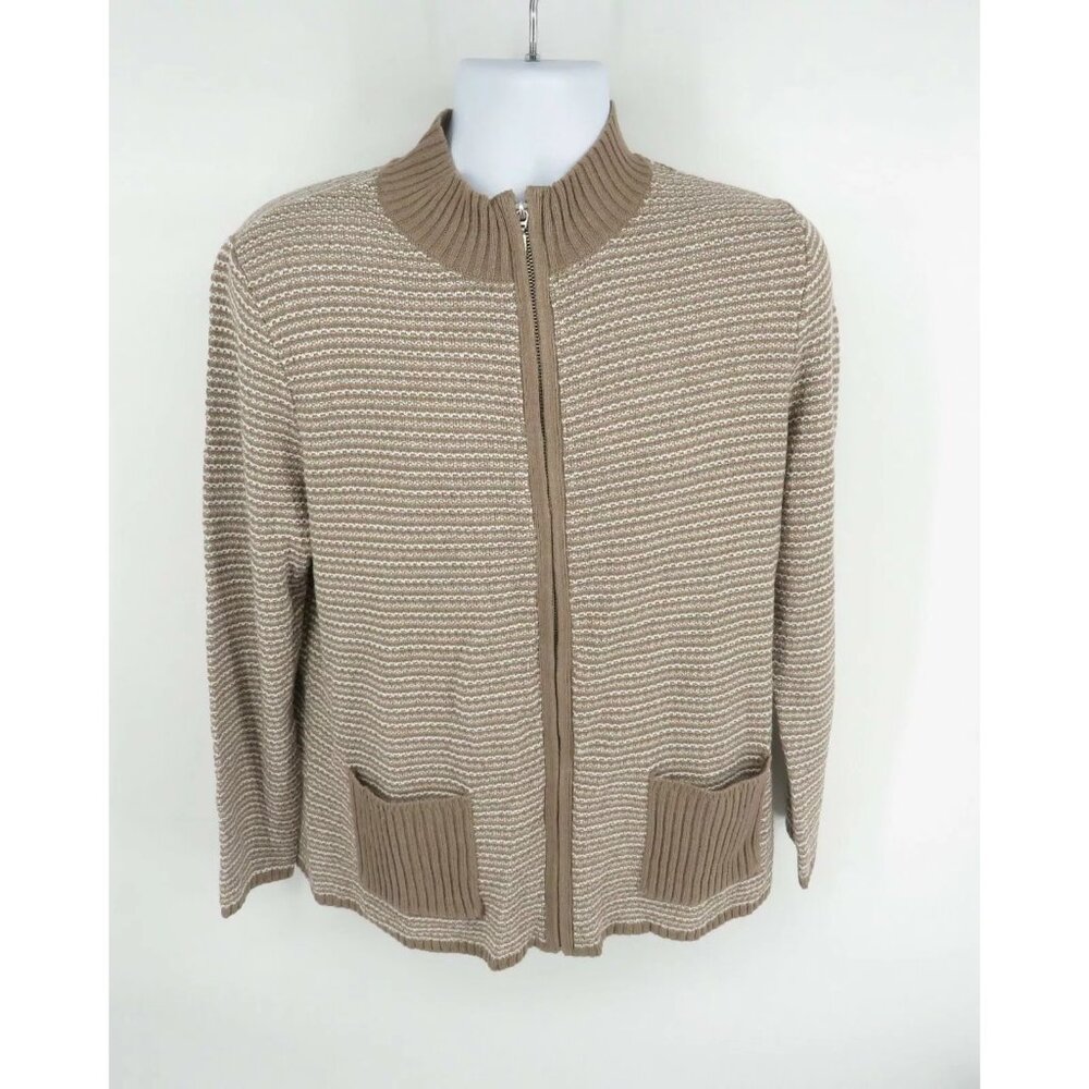 Karen Scott Women's Zip PXL Chestnut Cardigan Sweater NWT $49.50